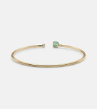 Stone and Strand 14kt gold (585/1000) cuff bracelet with emeralds and diamonds