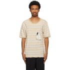 BED J.W. FORD Beige and Off-White Striped Pocket T-Shirt