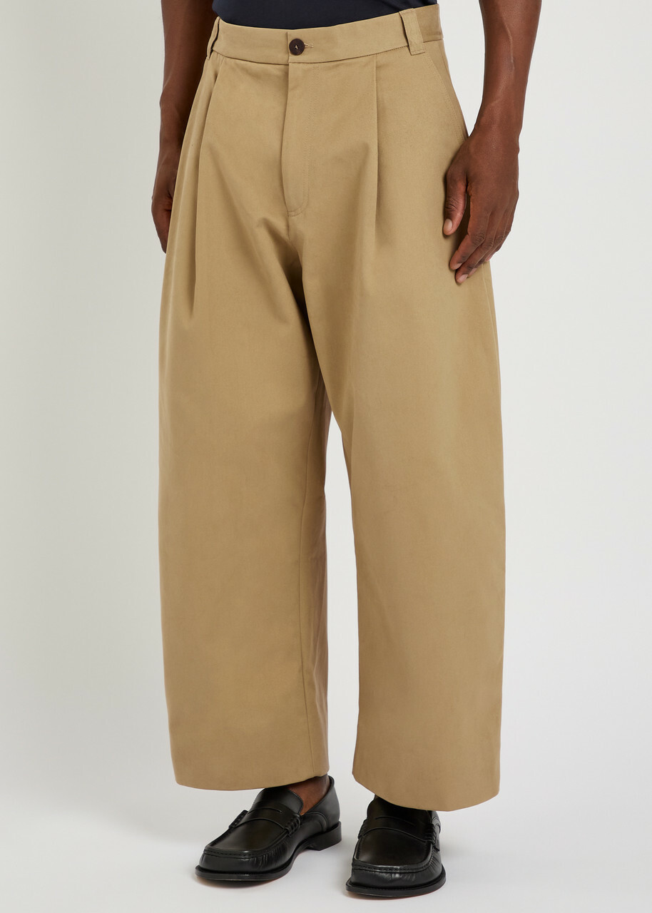 Studio Nicholson Pleated Wide-leg Trousers Tan