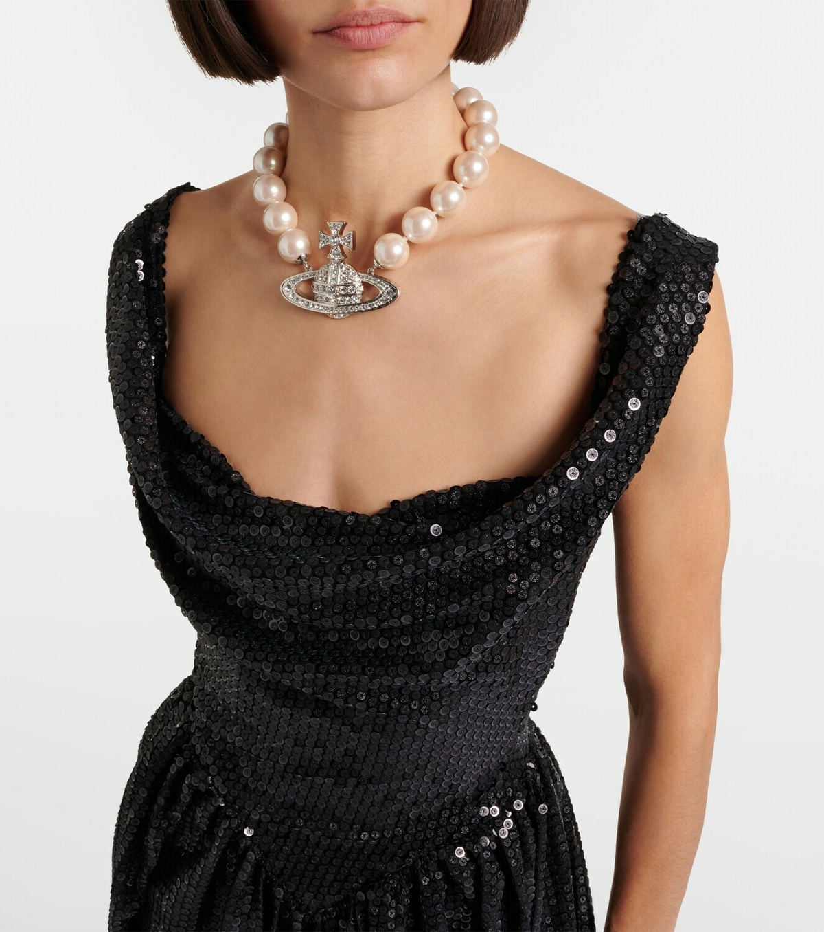 Vivienne Westwood Mini Sunday sequined draped corset dress