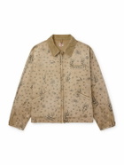 SAINT MXXXXXX - Dr. Woo Corduroy-Trimmed Distressed Printed Cotton-Canvas Jacket - Neutrals