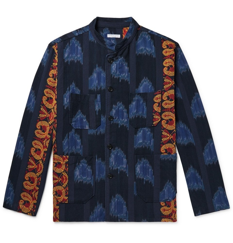 Photo: Engineered Garments - Grandad-Collar Cotton-Jacquard Shirt Jacket - Navy