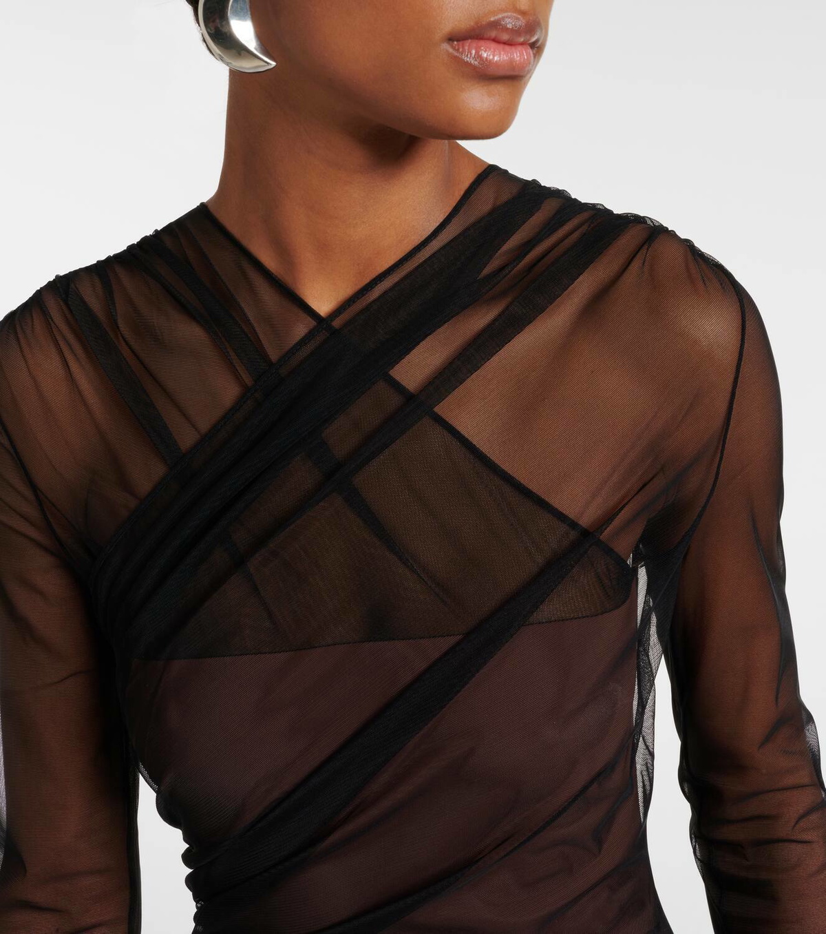 Nensi Dojaka Renee draped tulle bodysuit