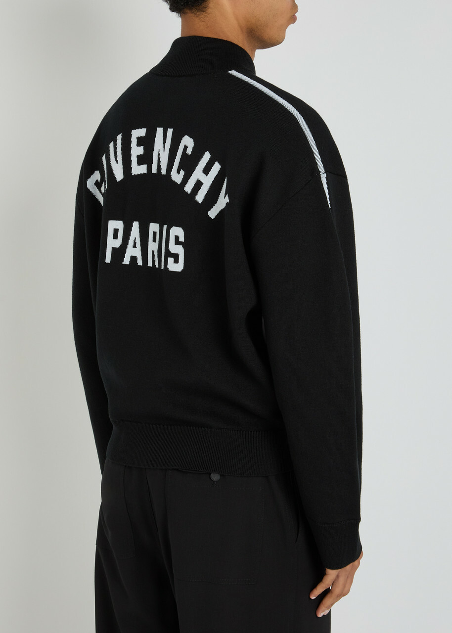 Givenchy Couture Logo-intarsia Wool-blend Cardigan Black