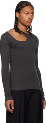 LOW CLASSIC Gray Curve Hole Long Sleeve T-Shirt