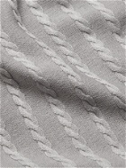 Yuri Yuri - Sherwood Shawl-Collar Cable-Knit Serie Sweater - Blue