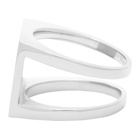 Maison Margiela Silver and Black Enameled 4-Stitched Ring