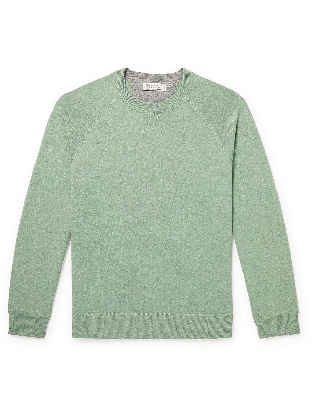 Photo: Brunello Cucinelli - Virgin Wool, Cashmere and Silk-Blend Sweatshirt - Green