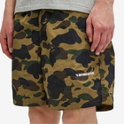 A Bathing Ape Men's 1st Camo Nylon Beach Short in Green