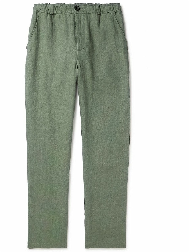 Photo: Oliver Spencer - Tapered Linen Drawstring Trousers - Green