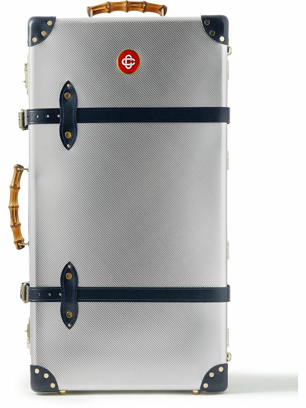 Photo: Casablanca - Globe-Trotter Large Check-In Leather- and Bamboo-Trimmed Aluminium Suitcase