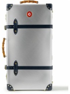 Casablanca - Globe-Trotter Large Check-In Leather- and Bamboo-Trimmed Aluminium Suitcase