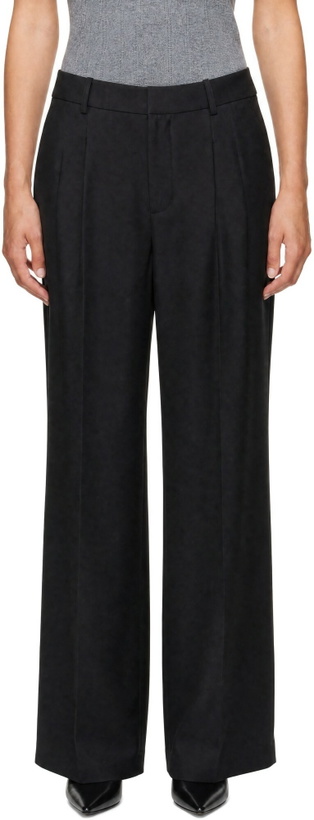Photo: LISA YANG Black Silk Tailored Wide Leg Trousers