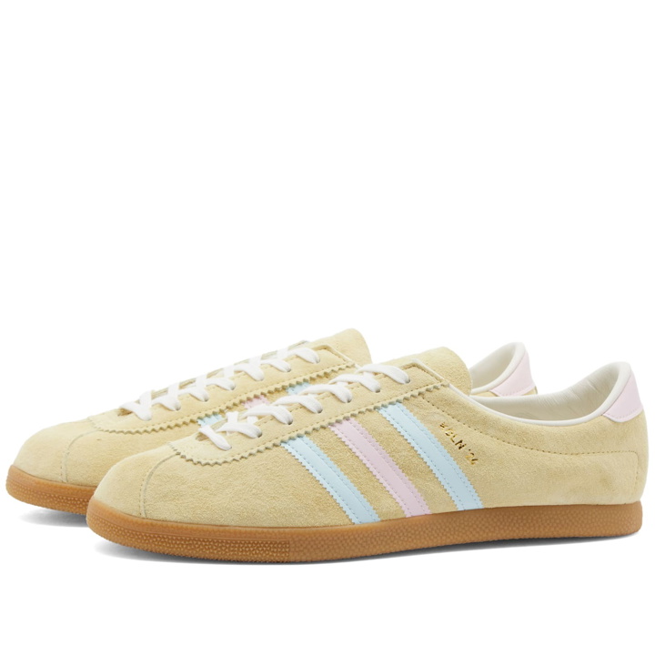 Photo: Adidas KOLN 24 Sneakers in Almost Yellow/Almost Blue/Clear Pink