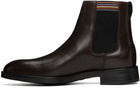Paul Smith Brown Leather Lansing Signature Stripe Chelsea Boots
