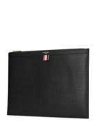 THOM BROWNE - Large Pebbled Leather Zip Pouch