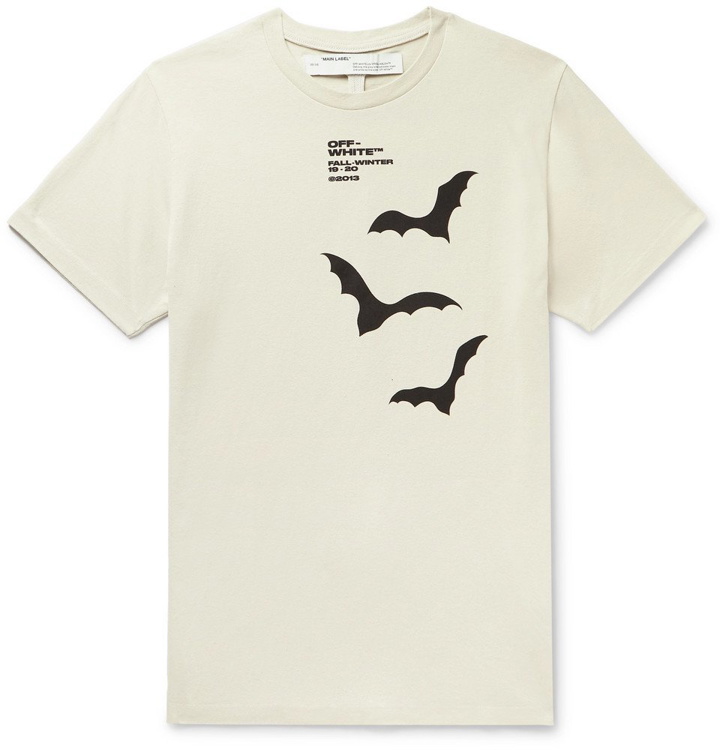 Photo: Off-White - Printed Cotton-Jersey T-Shirt - Beige
