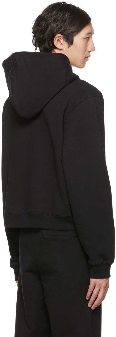 Recto Black Cotton Hoodie
