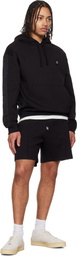 Hugo Black Stacked-Logo Trim Shorts