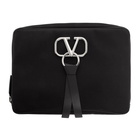 Valentino Black Valentino Garavani Large Nylon VRing Clutch