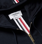 Thom Browne - Grosgrain-Trimmed Loopback Cotton-Jersey Zip-Up Hoodie - Men - Navy