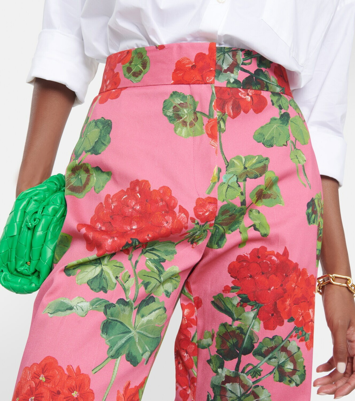 Oscar de la Renta Floral high-rise cotton-blend flared pants