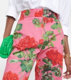 Oscar de la Renta Floral high-rise cotton-blend flared pants
