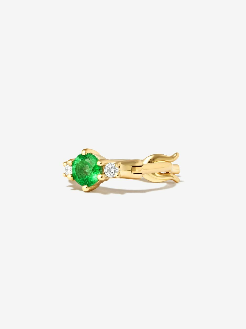 Adina Reyter 14K Yellow Gold Trio Emerald And Diamond Huggie Earrings
