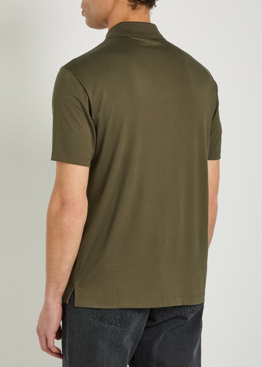 Emporio Armani Logo-embroidered Jersey Polo Shirt Brown