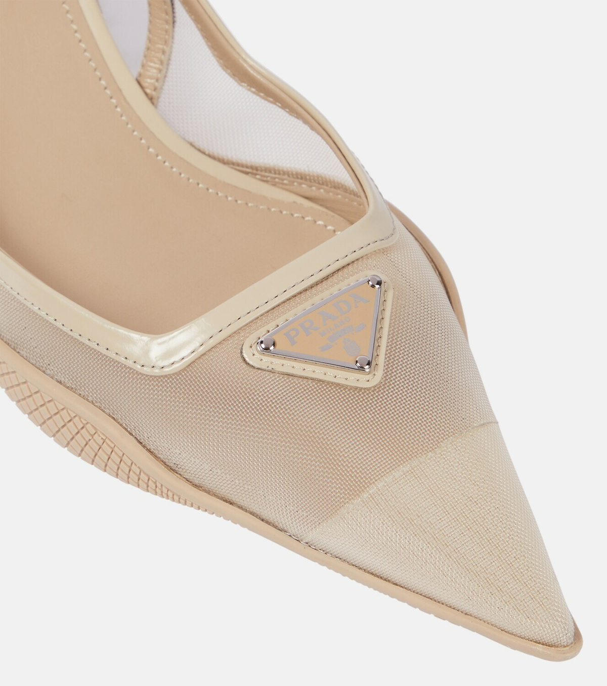 Prada Leather and mesh slingback pumps Prada