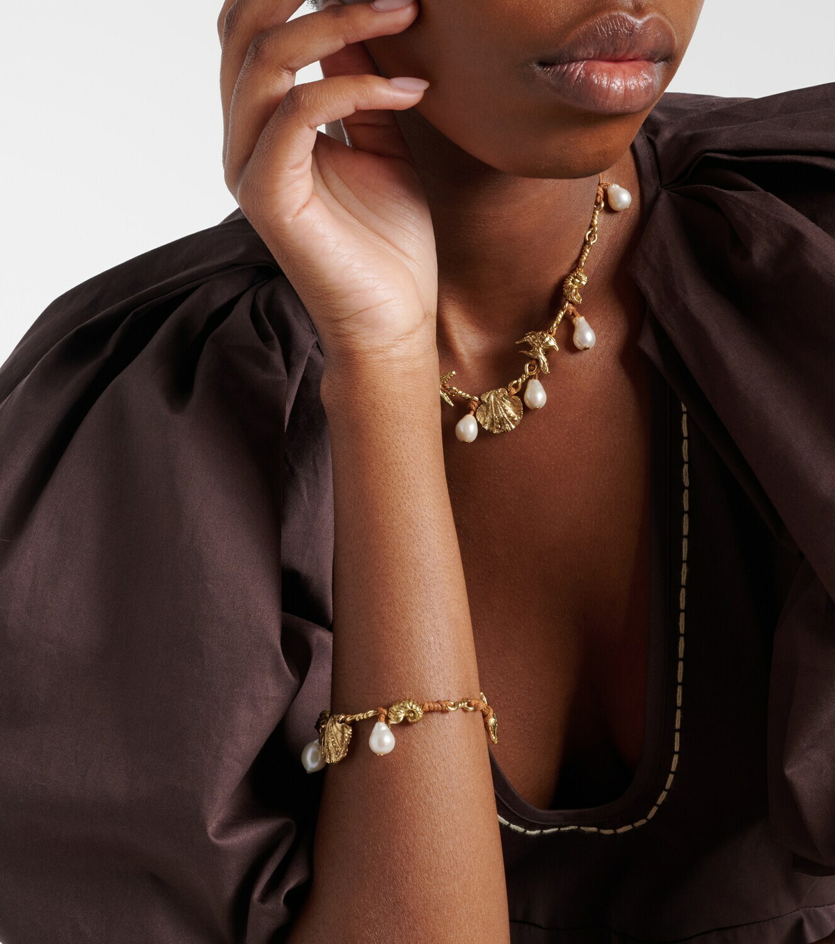 Alémais Faux pearl embellished charm bracelet