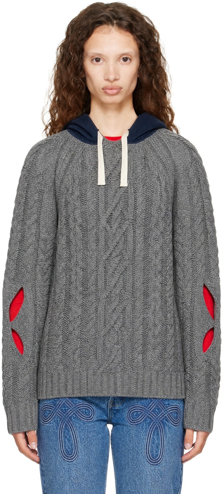 Stefan Cooke Gray Cable Hoodie