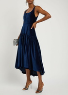Alice + Olivia Diana Structured Velvet Midi Dress Dark Blue