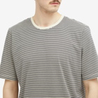 Folk Men's 1x1 Stripe T-Shirt in Charcoal