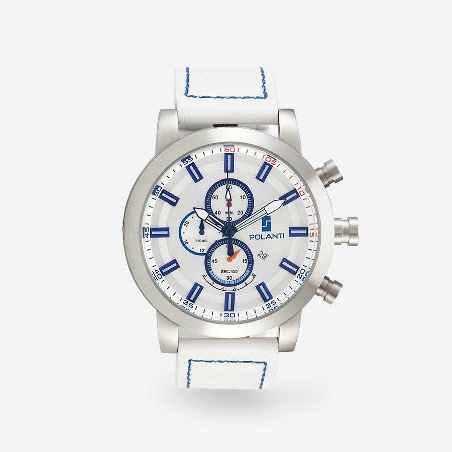 Polanti Rogue Chronograph Quartz White Dial Mens Watch RG0001W-SS