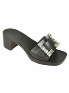 Sergio Rossi Crystal Embellished Block Heel Sandals