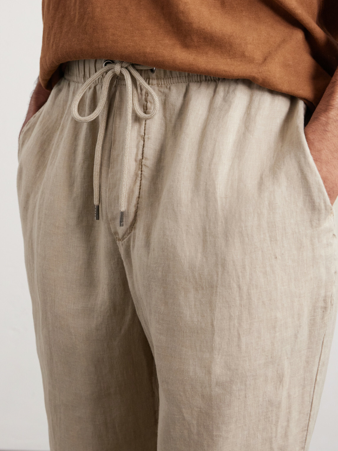 James Perse - Straight-Leg Garment-Dyed Linen Drawstring Trousers - Neutrals