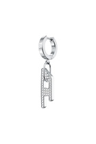 Diesel Stainless steel glitz D drop earring - Earrings - Unisex - Silver