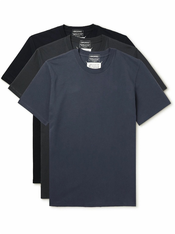 Photo: Maison Margiela - Three-Pack Cotton-Jersey T-Shirt - Blue