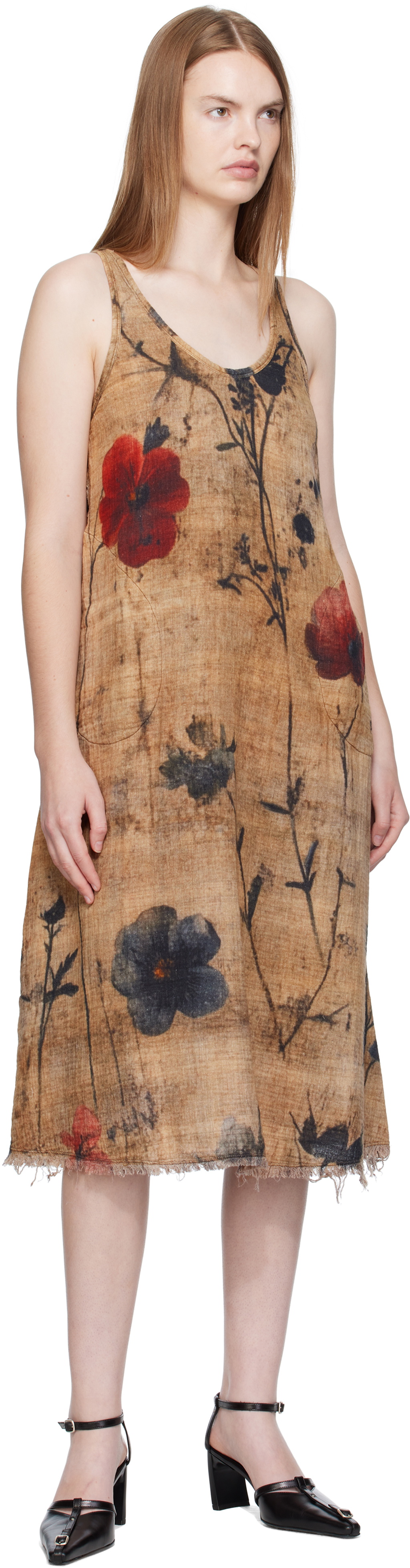 R13 Brown Reversible Tank Midi Dress