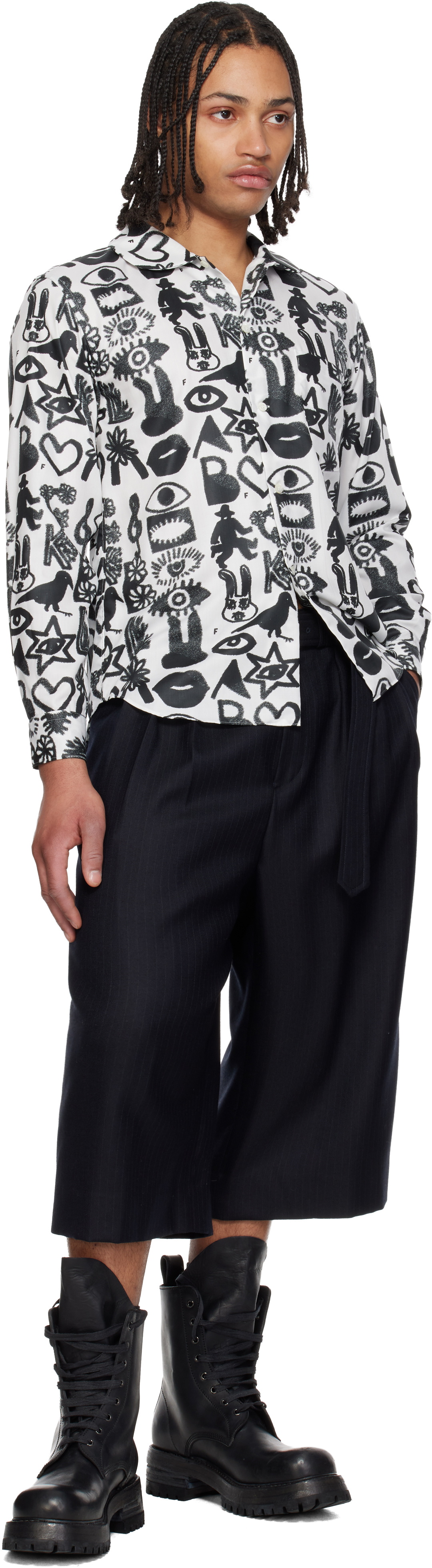 Black Comme des Garçons Black & White Broad Filip Pagowski Print Shirt