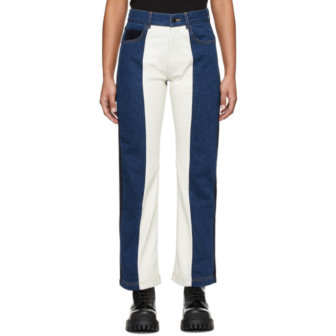 GR-Uniforma Blue and White Patchwork Jeans