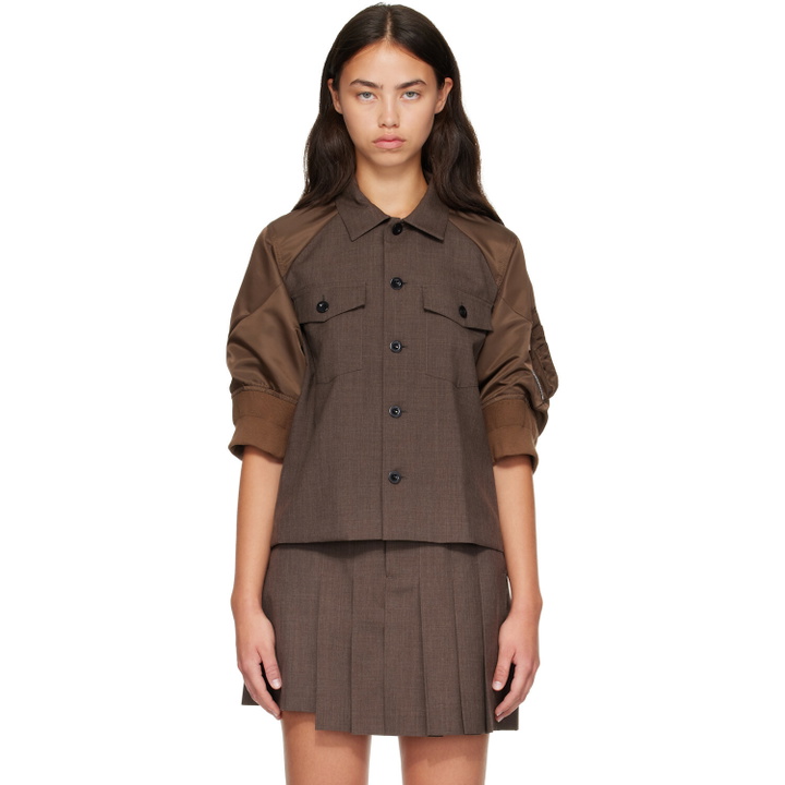 Photo: sacai Brown Suiting x Nylon Twill Shirt