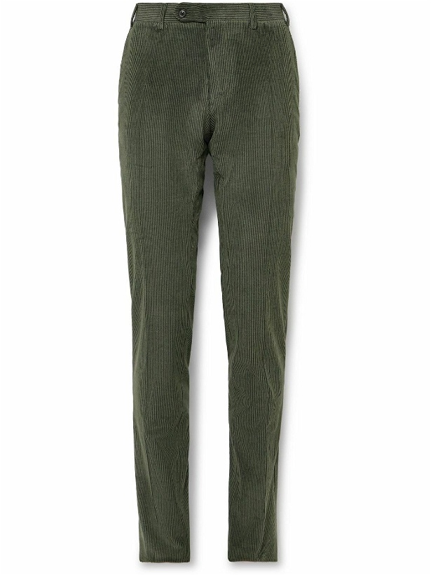 Photo: Canali - Kei Slim-Fit Cotton-Blend Corduroy Suit Trousers - Green