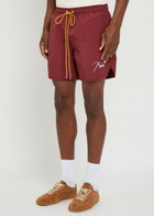 Rhude Radiator Logo-embroidered Shell Swim Shorts Maroon