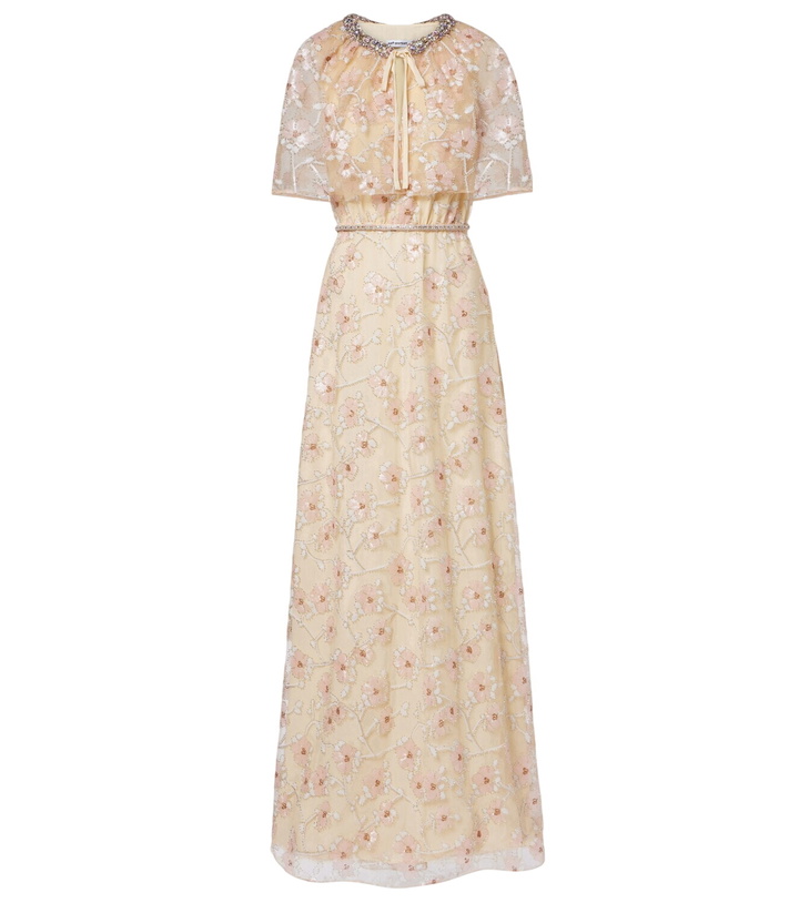 Photo: Self-Portrait Embellished floral caped maxi dress