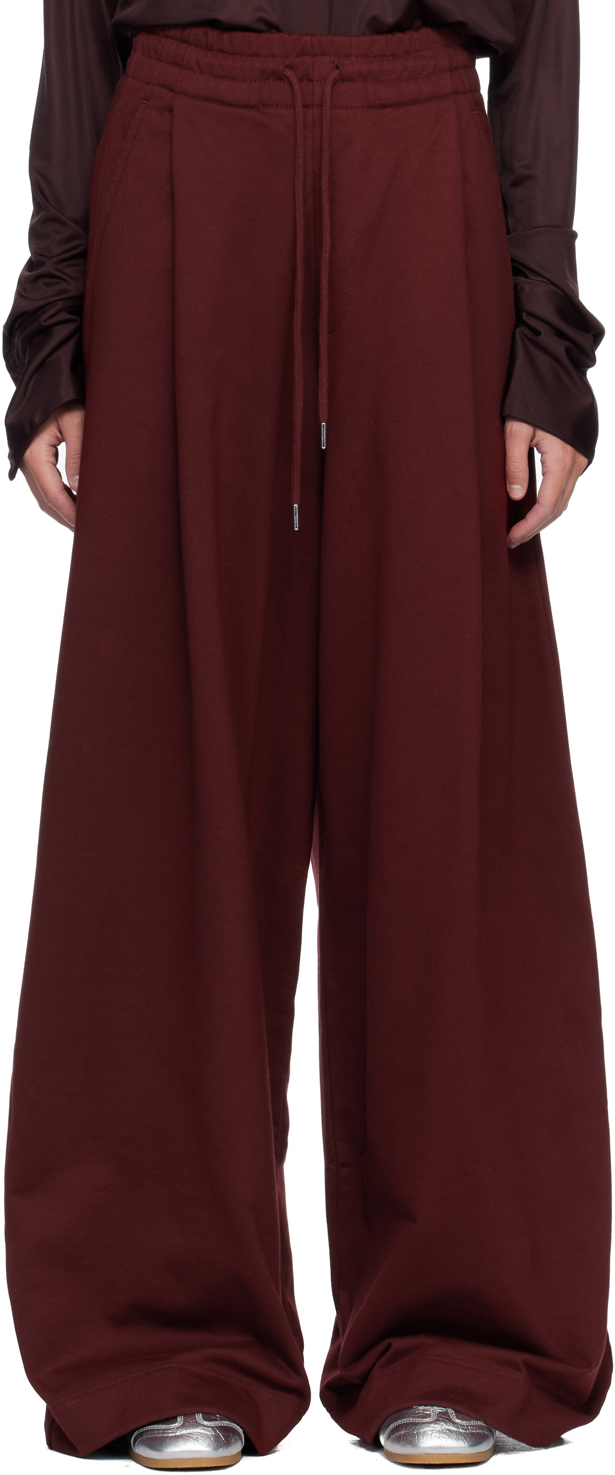Dries Van Noten Burgundy Loose Sweatpants