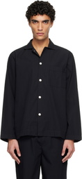 Tekla Black Poplin Long-Sleeved Pyjama Shirt