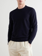 Loro Piana - Cotton and Silk-Blend Piqué Sweater - Blue