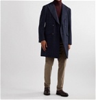Canali - Double-Breasted Checked Wool and Cashmere-Blend Overcoat - Blue